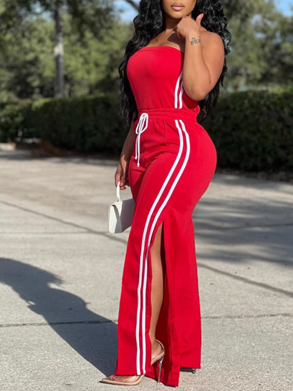 Side-Stripe Tube Top & Pants Set