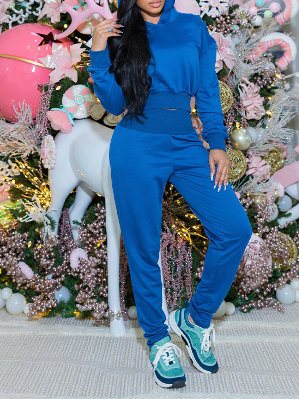 Solid Hoodie & Pants Set