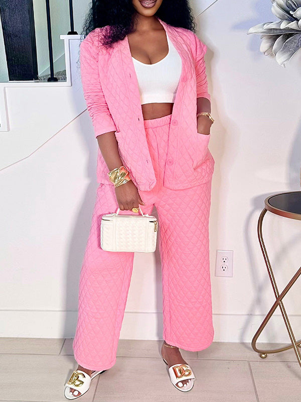 Button-Front Jacket & Pants Set