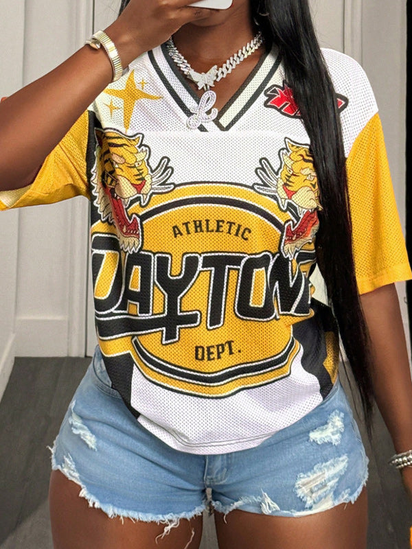 Printed V-Neck Tee