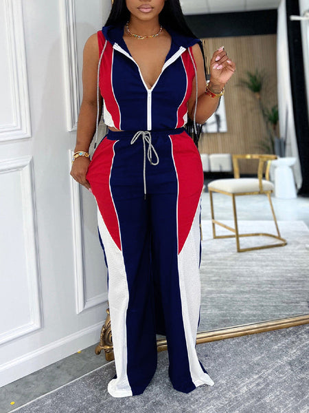 Colorblock Zip-Front Hoodie & Pants Set