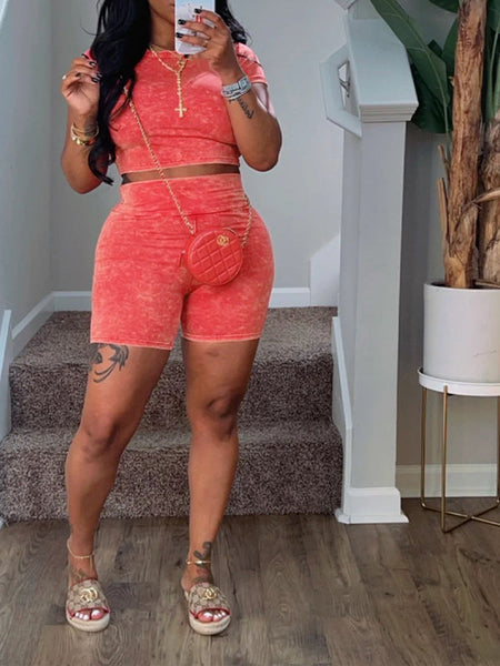 Indiebeautie Printed Tee & Biker Shorts Set