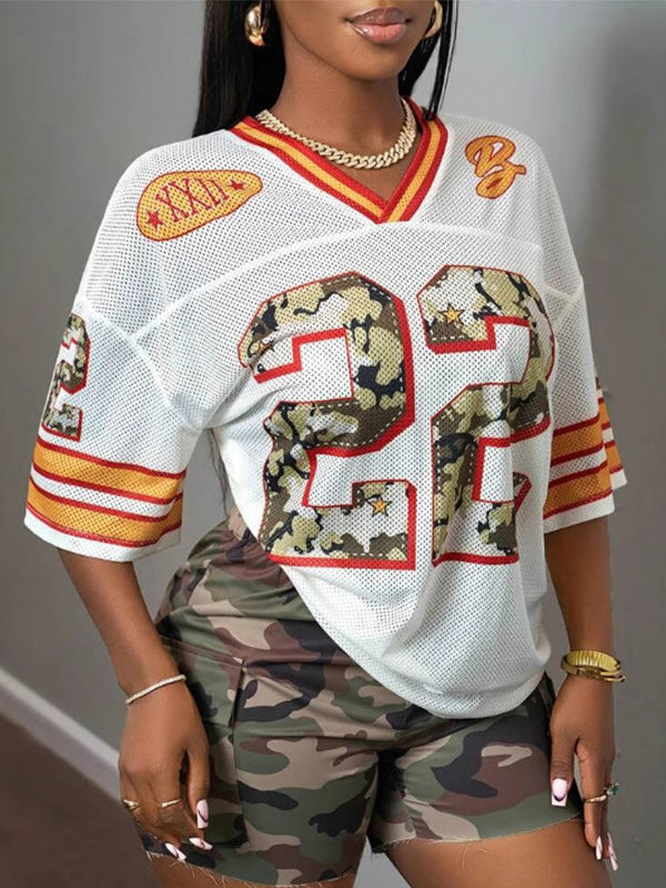 Printed V-Neck Tee