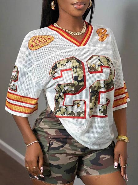 Printed V-Neck Tee
