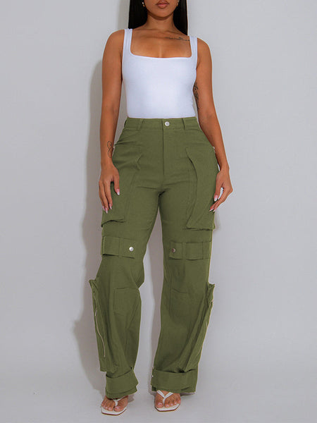 Solid Cargo Pants