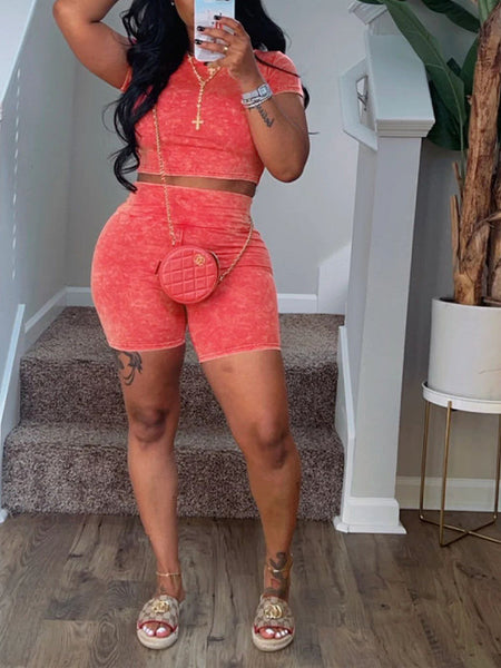 Indiebeautie Printed Tee & Biker Shorts Set