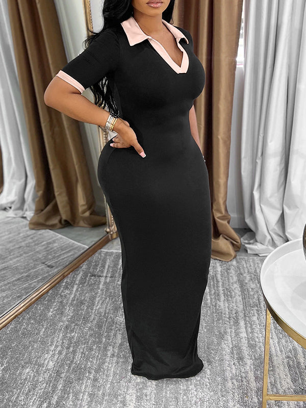 Contrast Polo Dress