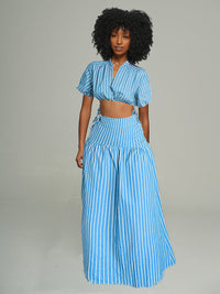 Indiebeautie Stripe Crop Top & Skirt Set