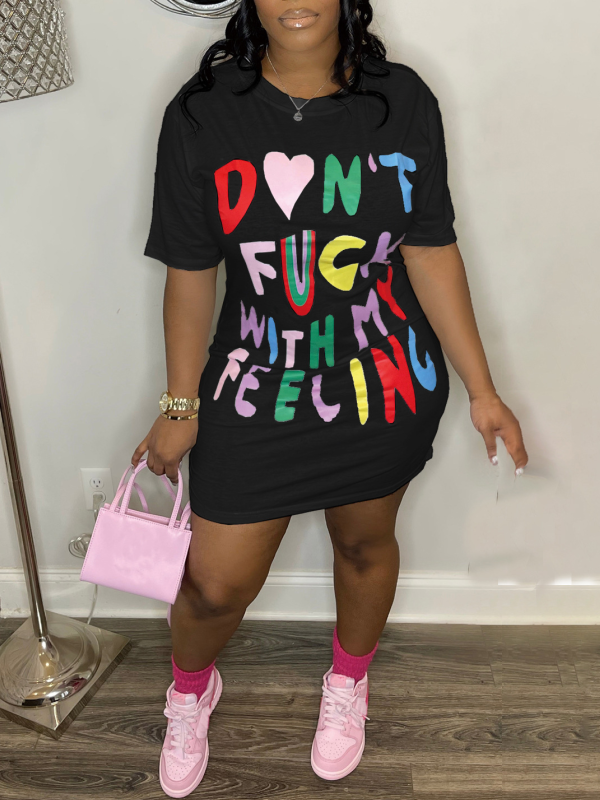 Slogan Tee Dress--Clearance