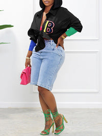 Logo Button-Front Tunic Shirt--Clearance
