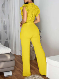 Lace Combo Tied Jumpsuit