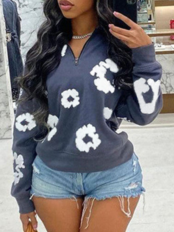 Printed Zip-Front Sweatshirt