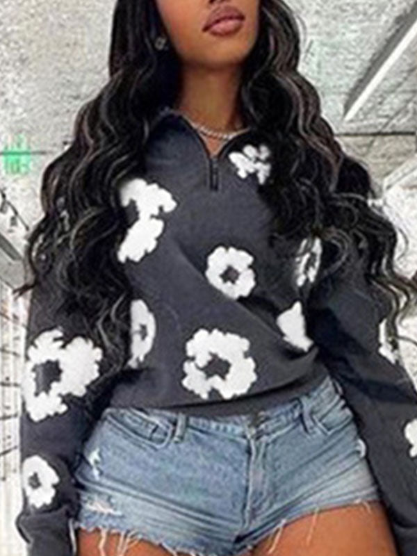 Printed Zip-Front Sweatshirt