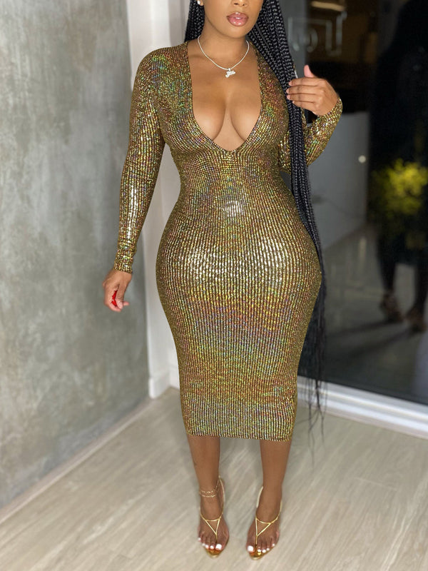 Indiebeautie Sparkly V-Neck Dress