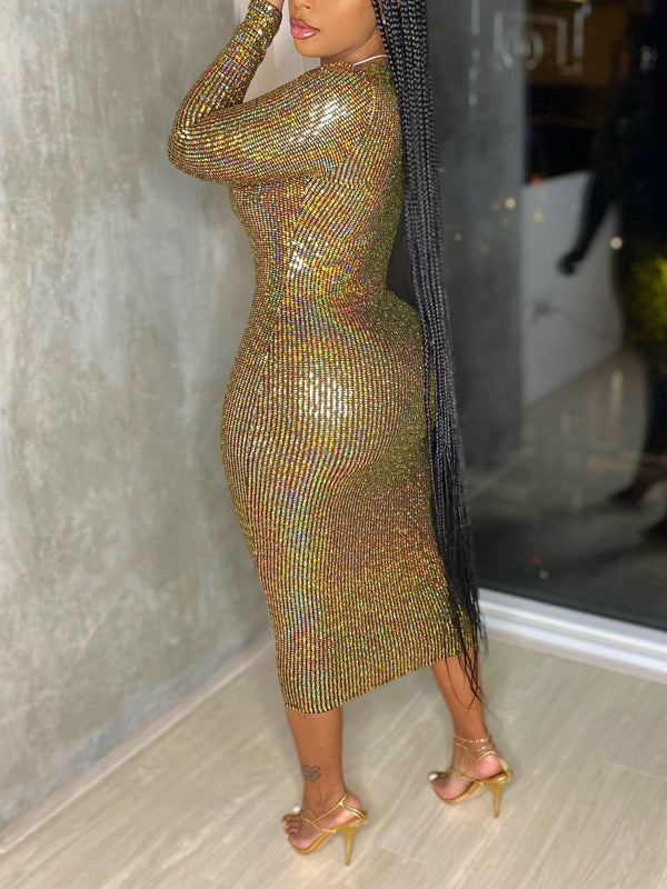 Indiebeautie Sparkly V-Neck Dress