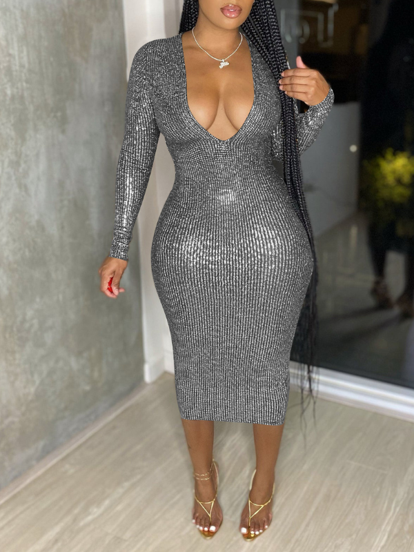 Indiebeautie Sparkly V-Neck Dress