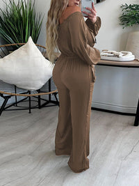 Off-Shoulder Drawstring Jumpsuit