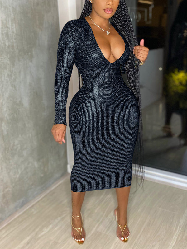 Indiebeautie Sparkly V-Neck Dress