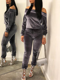 Indiebeautie Off Shoulder Velvet Co-ord