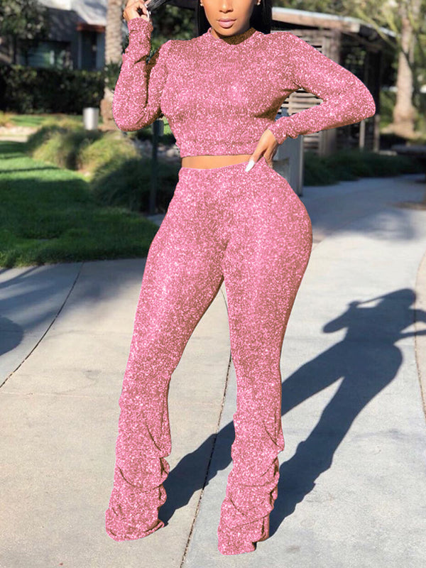 Sparkle Top & Ruched Pants Set