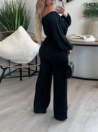 Off-Shoulder Drawstring Jumpsuit