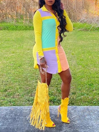 Indiebeautie Colorblock Shirt Dress