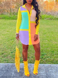 Indiebeautie Colorblock Shirt Dress