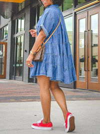 Button Front Denim Dress