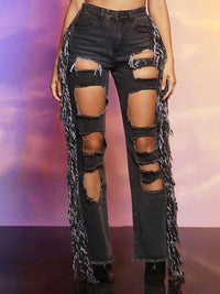 Indiebeautie Fringe Combo Cutout Jeans