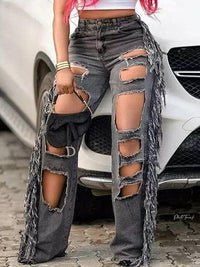 Indiebeautie Fringe Combo Cutout Jeans