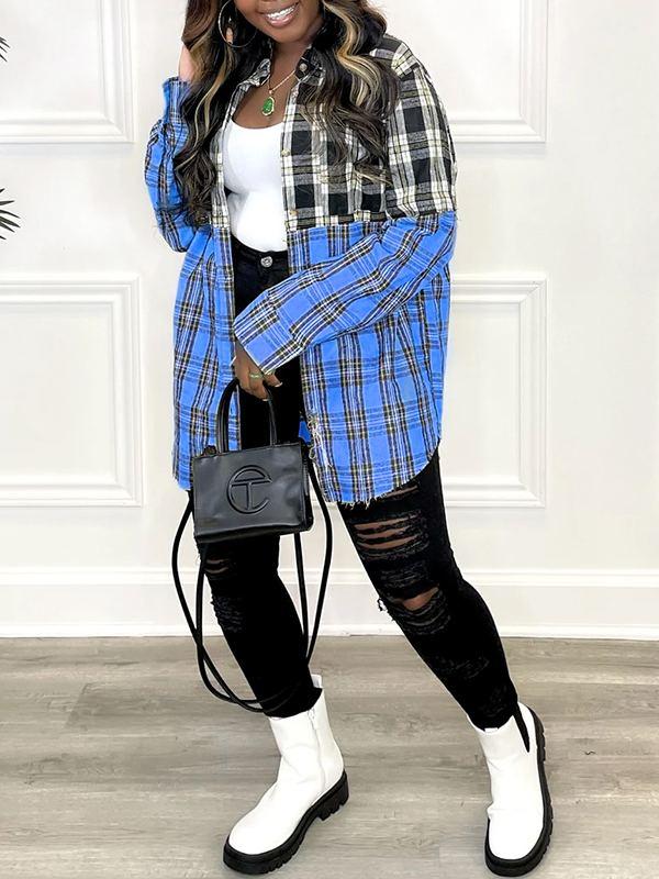 Plaid Combo Shirt Jacket