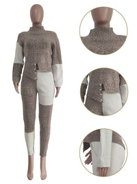 Indiebeautie Two-Tone Knit Top & Pants Set