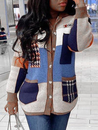 Indiebeautie Colorblock Button-Front Cardigan