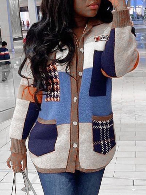 Indiebeautie Colorblock Button-Front Cardigan