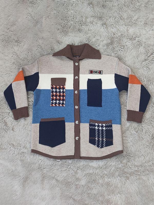 Indiebeautie Colorblock Button-Front Cardigan