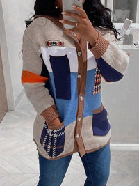 Indiebeautie Colorblock Button-Front Cardigan