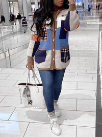 Indiebeautie Colorblock Button-Front Cardigan