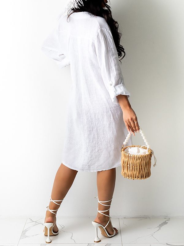 Solid Button-Front Shirt Dress