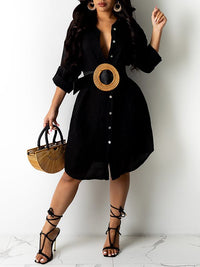 Solid Button-Front Shirt Dress