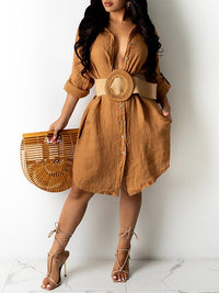 Solid Button-Front Shirt Dress