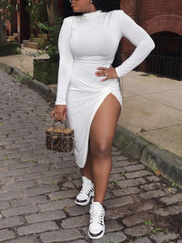 Solid Twisted Slit Dress--Clearance