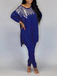 Indiebeautie Sequin Boat-Neck Top & Pants Set