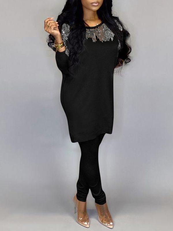 Indiebeautie Sequin Boat-Neck Top & Pants Set
