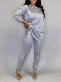 Indiebeautie Sequin Boat-Neck Top & Pants Set
