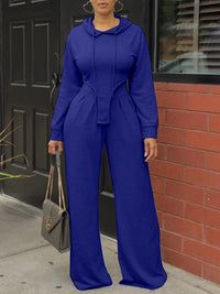 Solid Hoodie & Wide-Leg Pants Set