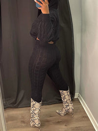 Indiebeautie Solid Knit Hoodie & Pants Set