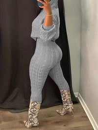 Indiebeautie Solid Knit Hoodie & Pants Set
