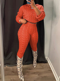 Indiebeautie Solid Knit Hoodie & Pants Set