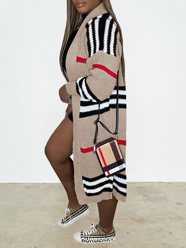 Stripe Open-Front Cardigan