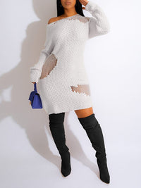 Boat-Neck Cutout Knit Dress
